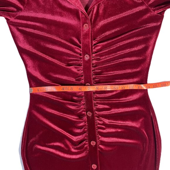 Fashion Nova Weekend Icon Velvet Maxi Shirt Dress Burgundy Size M - Picture 10 of 16